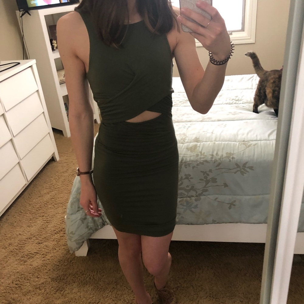 Army Green Body-con Crossbody Dress